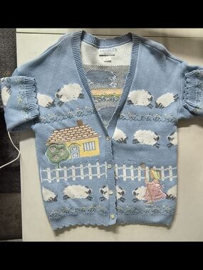 Vintage Sweater Loft New York Novelty Cardigan Sz M Made In USA